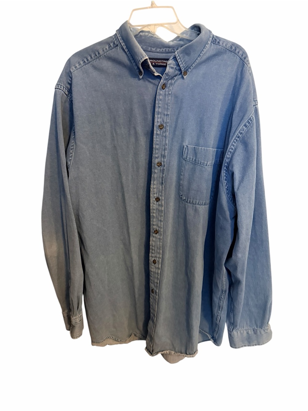 Roundtree & Yorke Light Blue Denim Button-Down Shirt